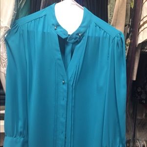 Teal Moulinette blouse from Anthropologie